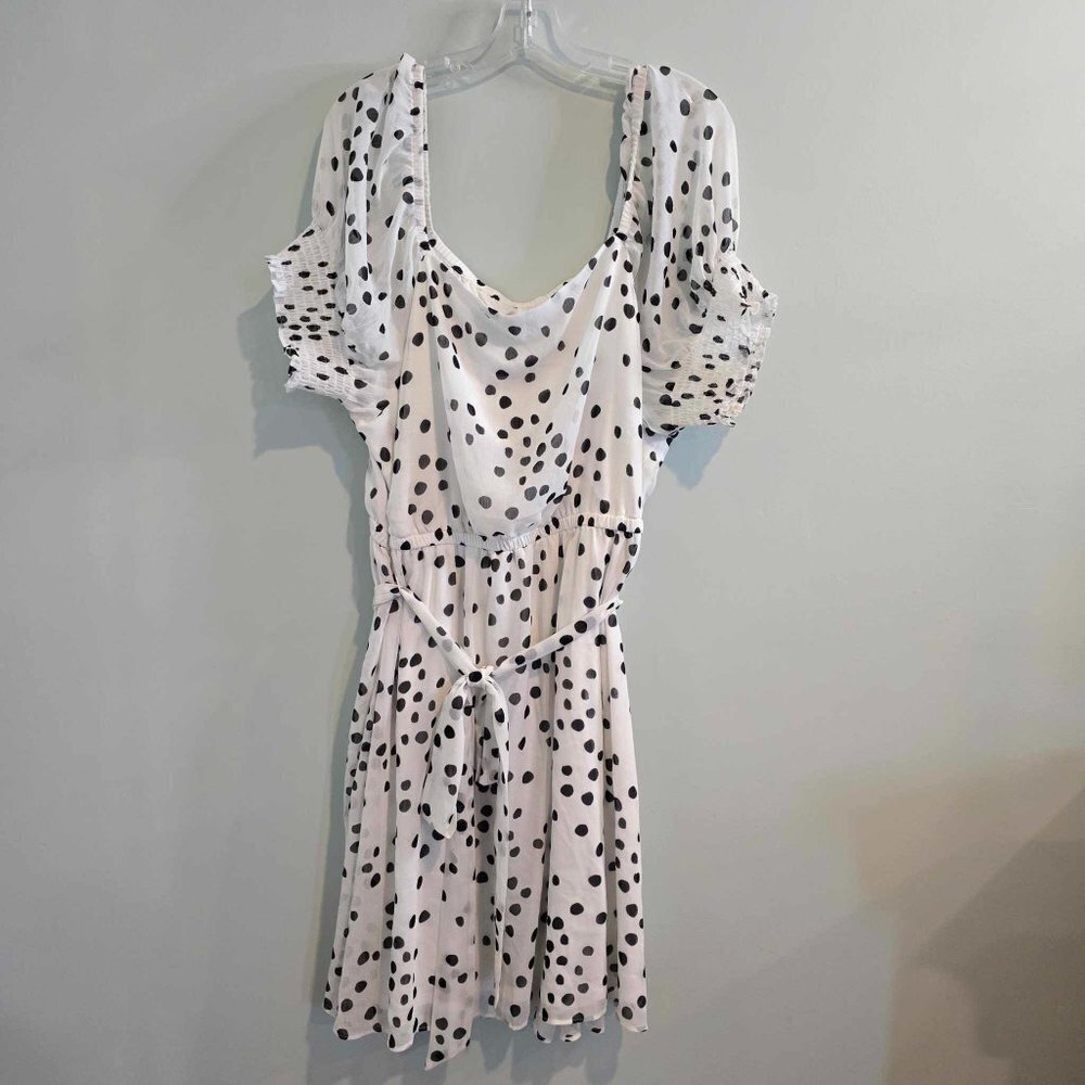Lane Bryant Smocked Cuff-Sleeve Square-Neck Fit & Flare Dress - Polka Dots NWT - Picture 4 of 11